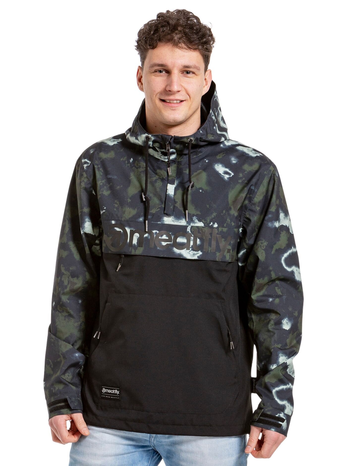 Meatfly pánská street bunda Garen Storm Camo Sand | Černá | Velikost S