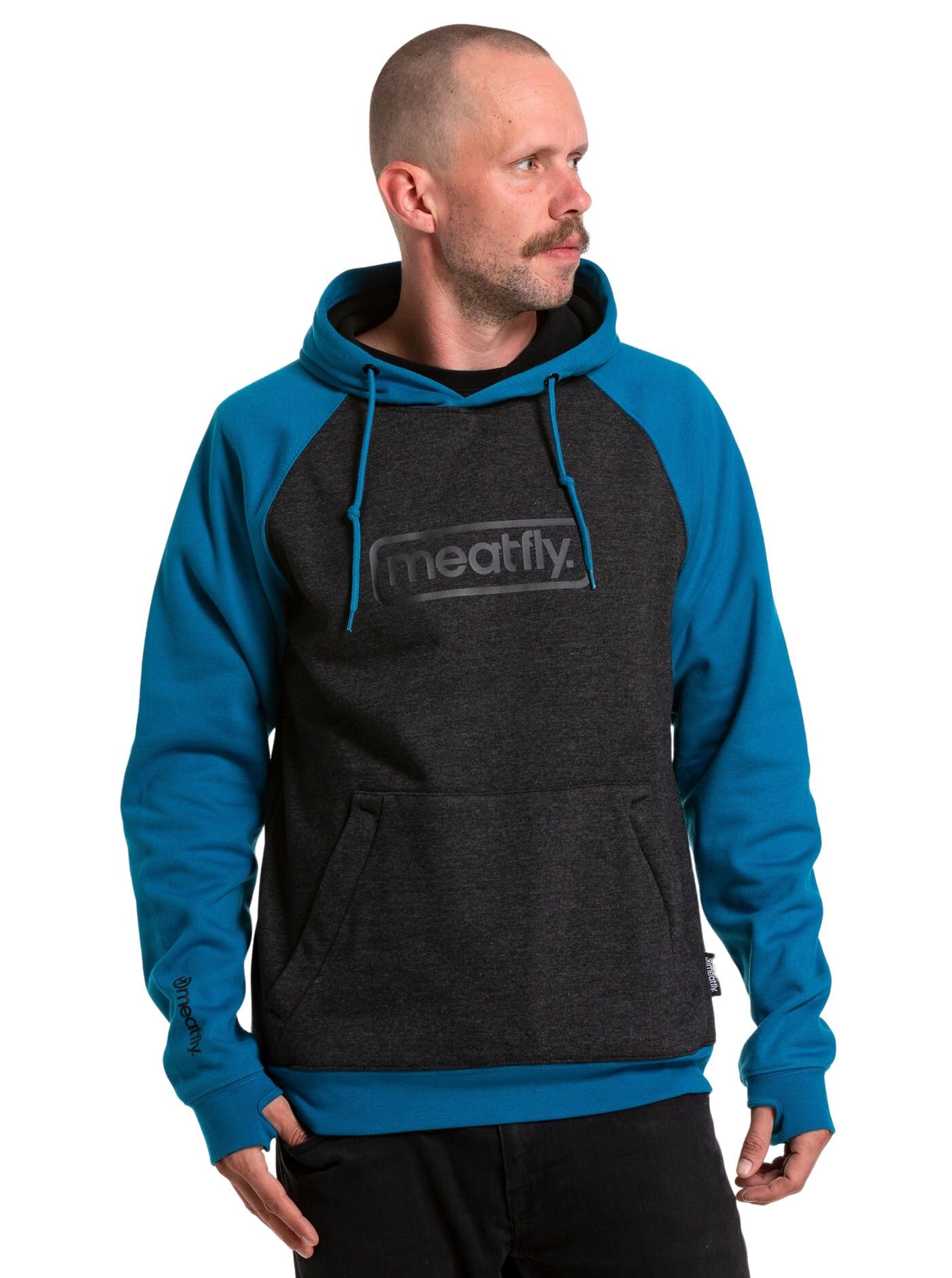 Meatfly pánská technická mikina Gravel Black Heather / Petrol | Černá | Velikost S