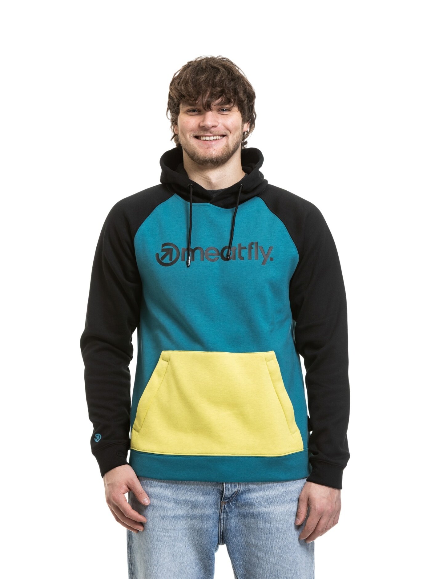 Meatfly pánská technická mikina Gravel Hb Blue / Lime | Žlutá | Velikost S