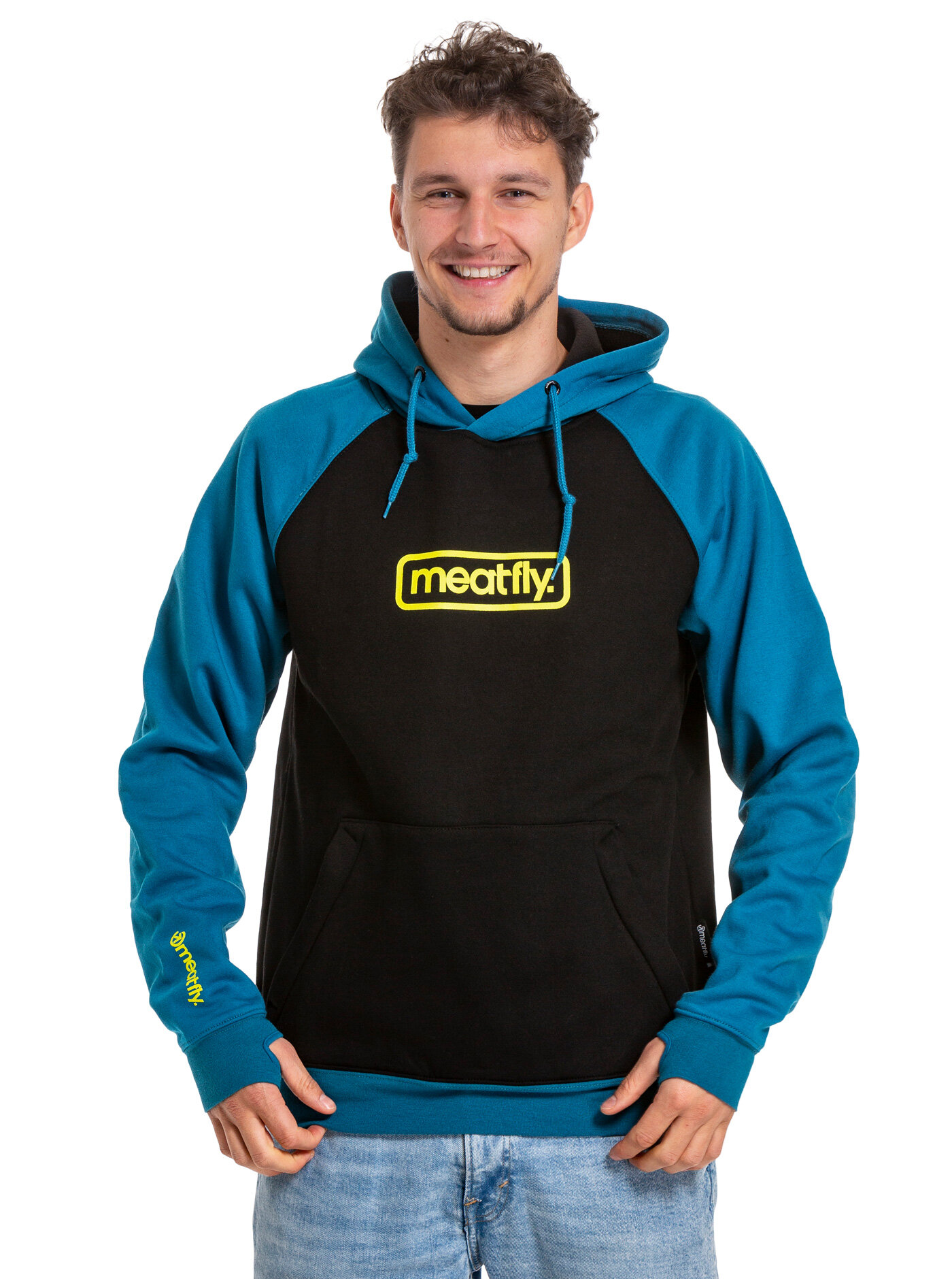 Meatfly pánská technická mikina Gravel Petrol / Black | Modrá | Velikost S