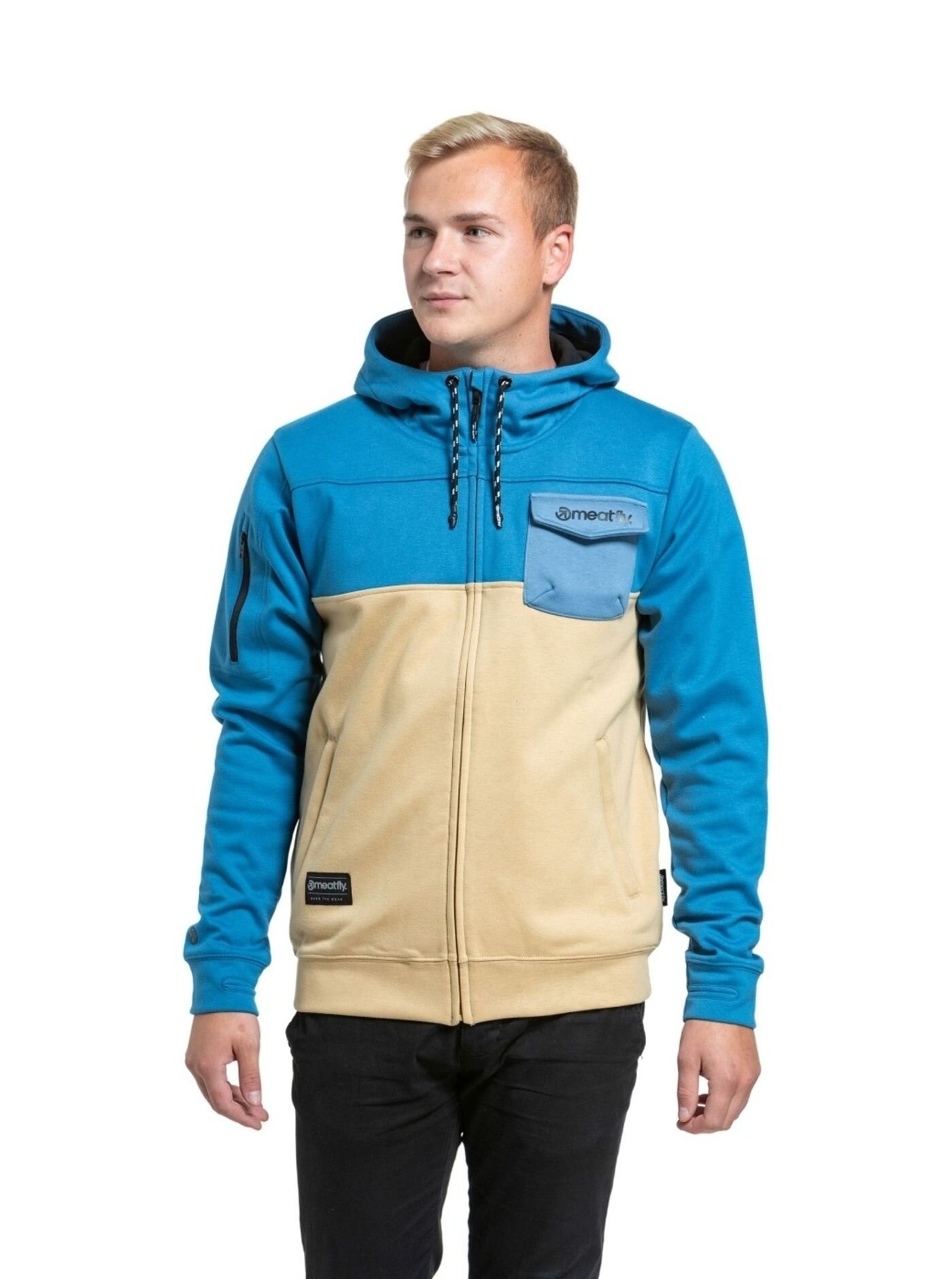 Meatfly pánská technická mikina Josh Blue / Light Brown | Modrá | Velikost S
