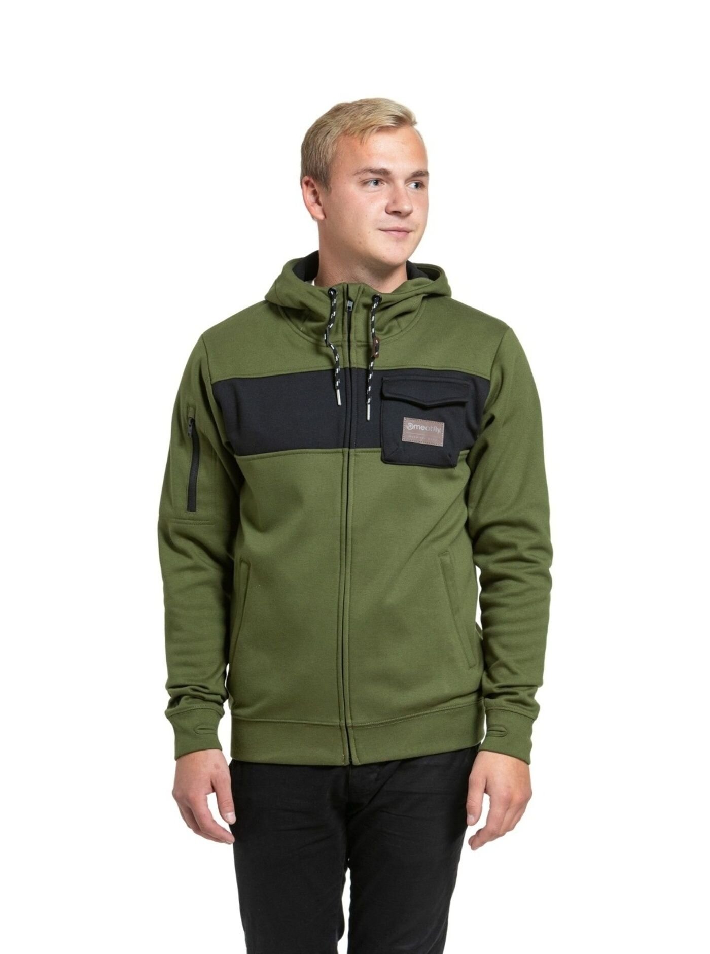 Meatfly pánská technická mikina Josh Olive | Zelená | Velikost S
