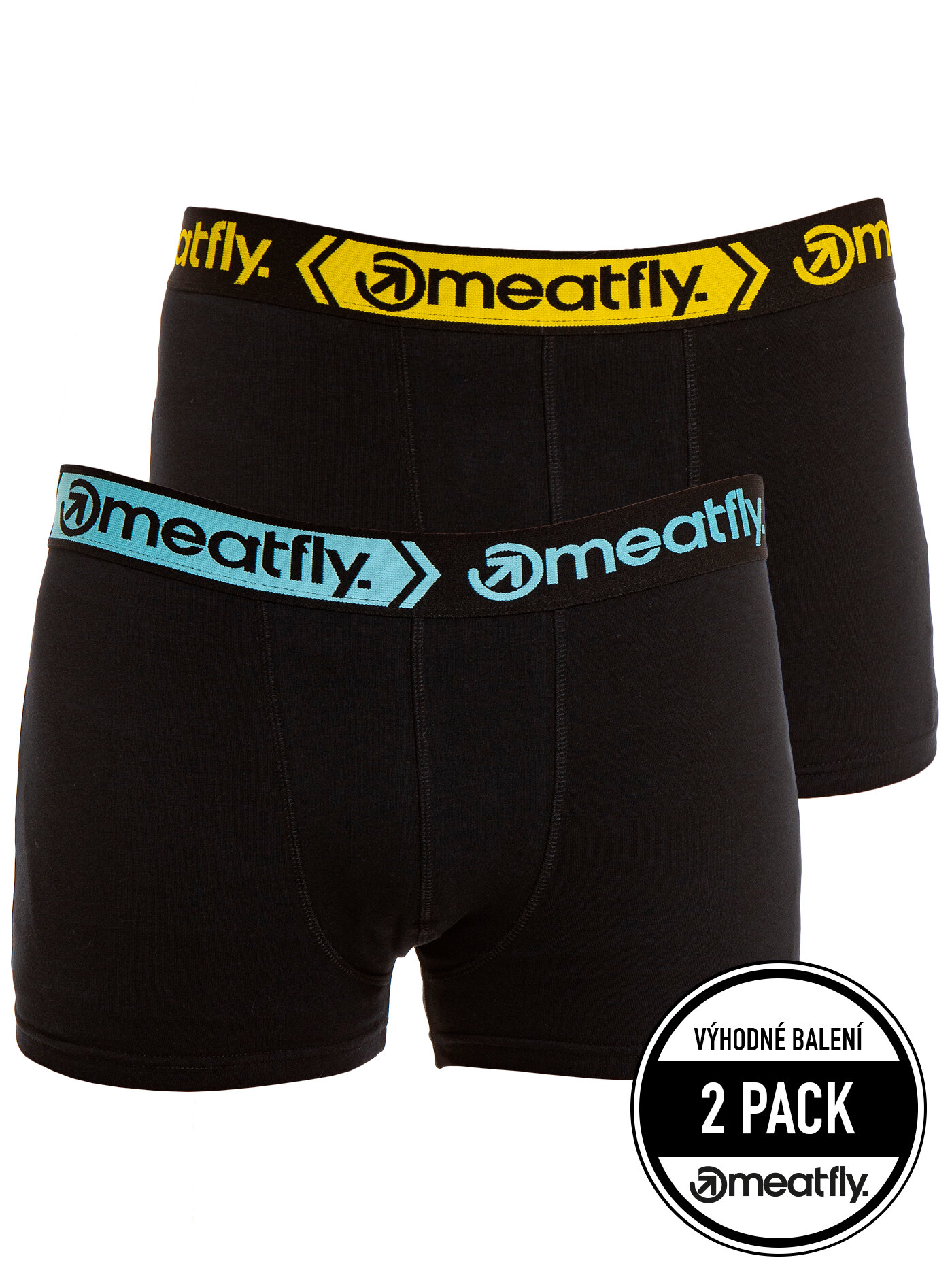 Meatfly pánské boxerky Balboa Boxershorts Double Pack Black | Černá | Velikost S