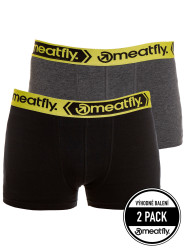 Meatfly pánské boxerky Balboa Boxershorts Double Pack Grey Heather/Black | Černá | Velikost S