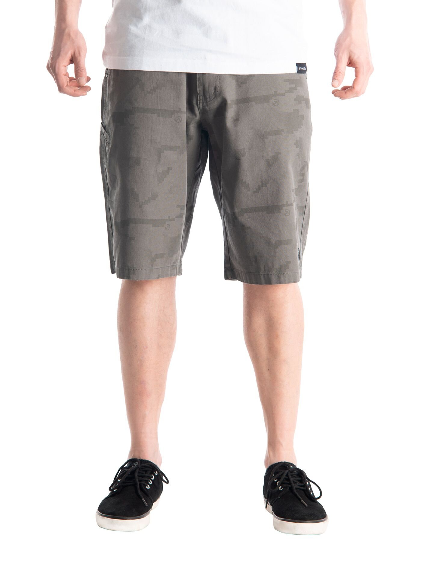 Meatfly pánské kraťasy Bobber Infinity Camo Grey | Šedá | Velikost 34 | 100% bavlna