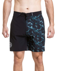 Meatfly pánské plavky Ernie Boardshorts 19" Green Mountains / Quiet Gray | Černá | Velikost S