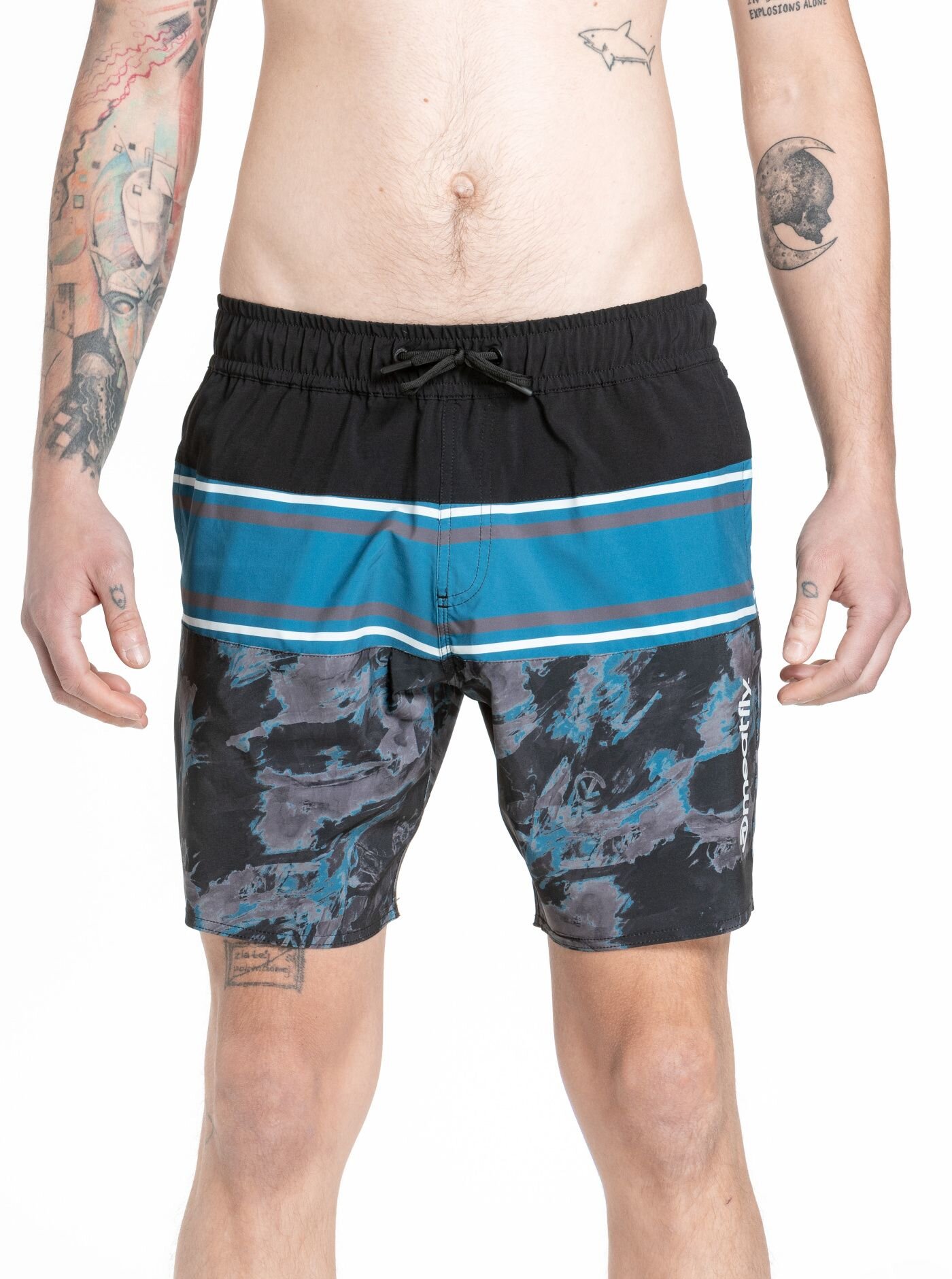Meatfly pánské plavky Keith Boardshorts 17" Mossy Petrol | Modrá | Velikost S