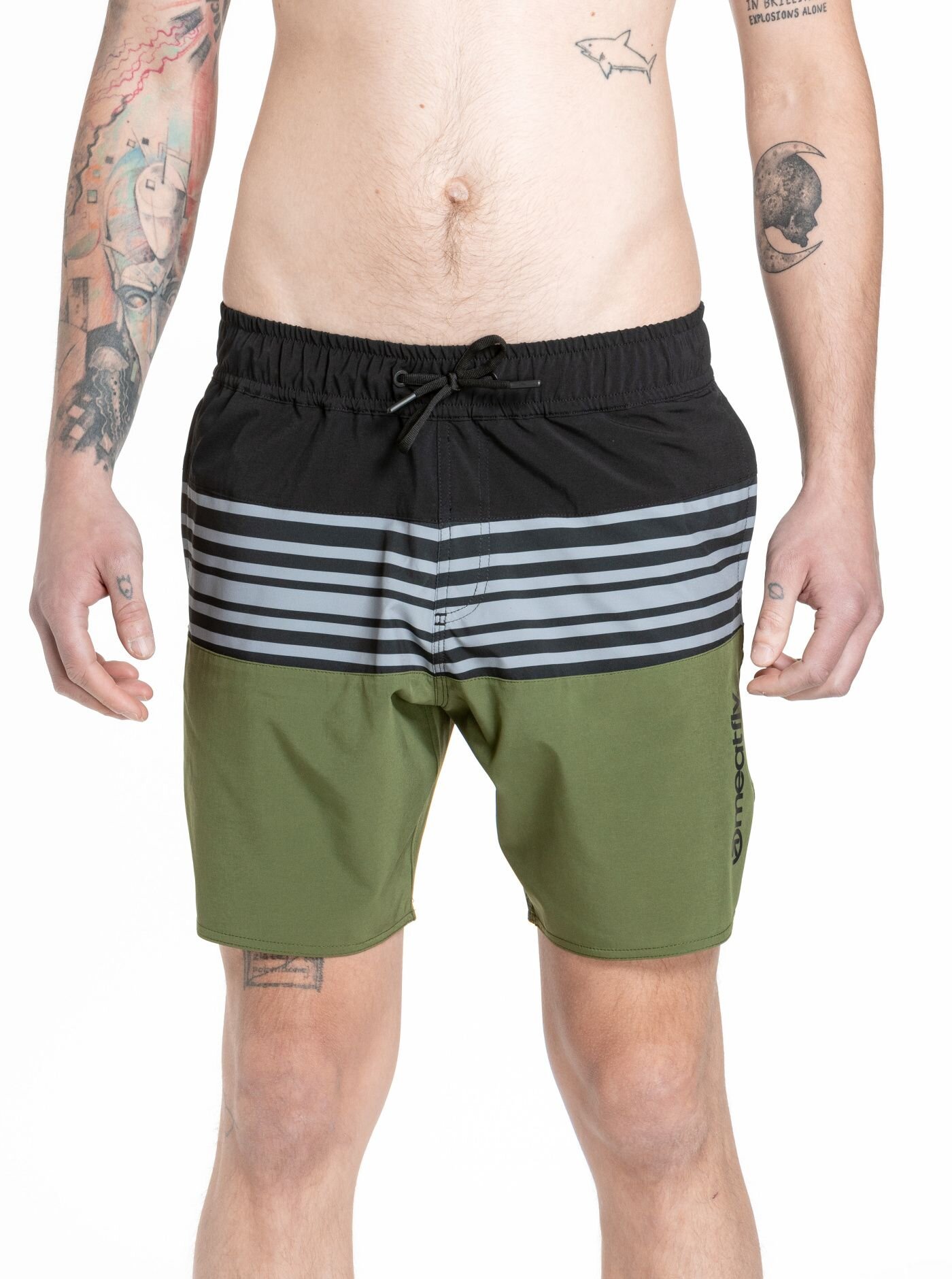 Meatfly pánské plavky Keith Boardshorts 17" Olive / Black | Zelená | Velikost S