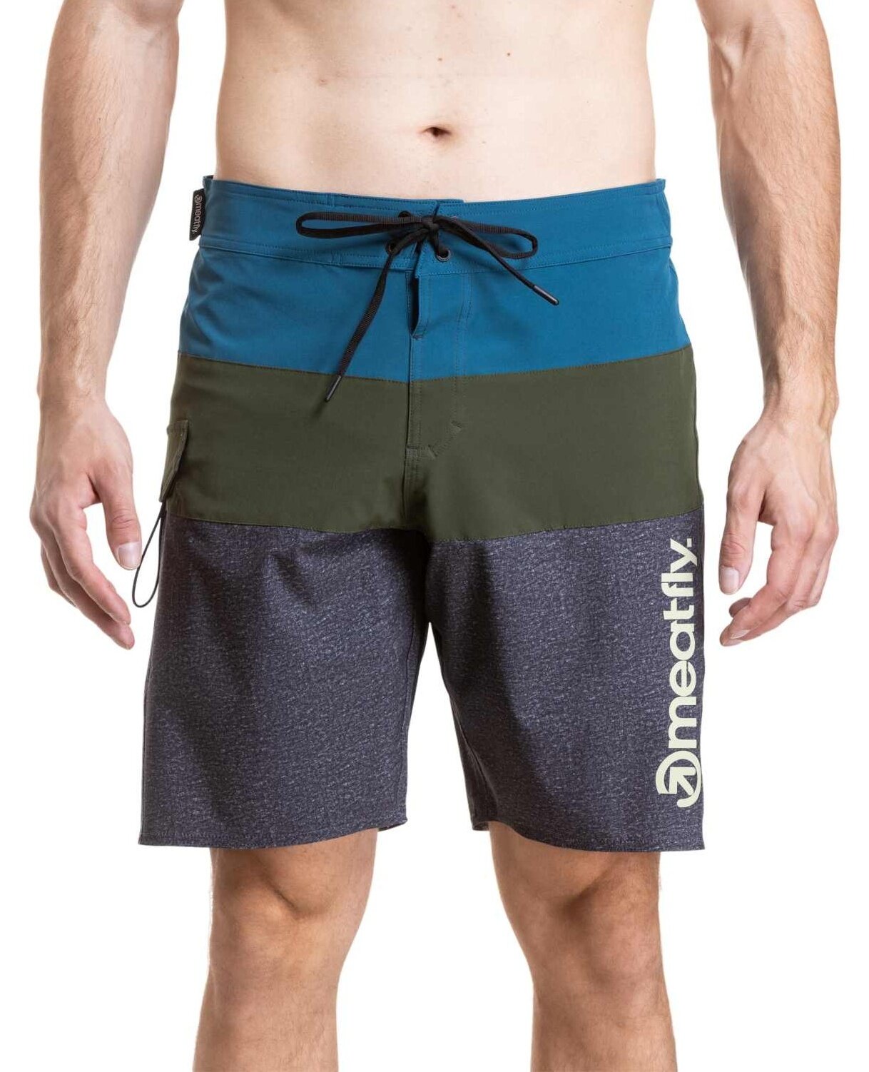 Meatfly pánské plavky Mitch Boardshorts 21" Olive / Super Teal | Modrá | Velikost S