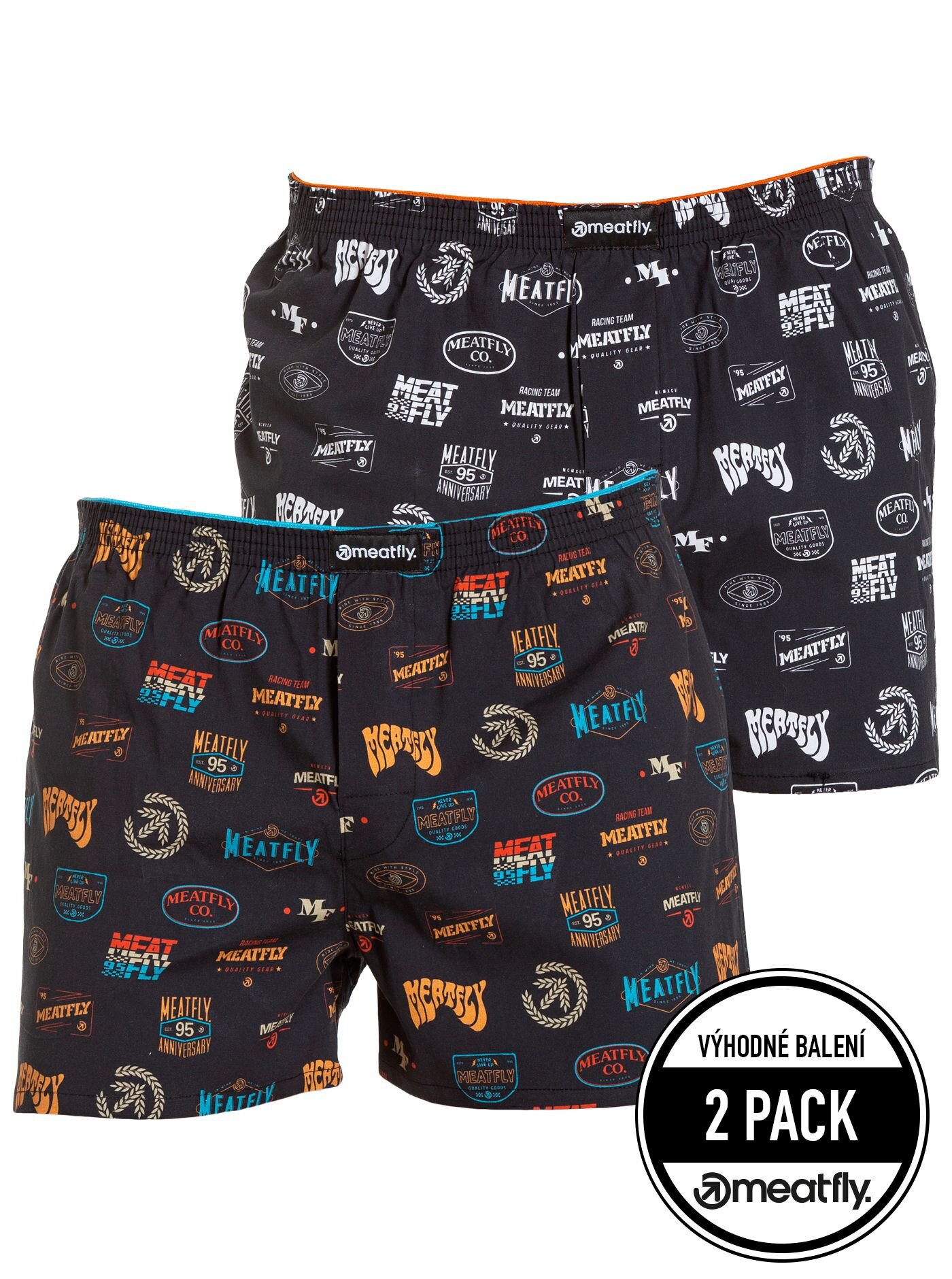 Meatfly pánské trenýrky Agostino H - Badges | Černá | Velikost S