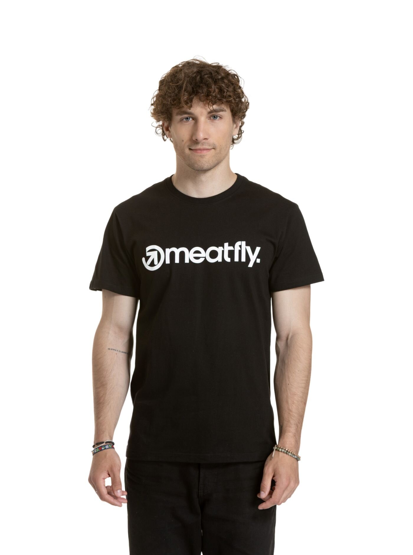 Meatfly pánské tričko MF Logo Black | Černá | Velikost XS | 100% bavlna