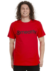 Meatfly pánské tričko MF Logo Bright Red | Červená | Velikost S | 100% bavlna
