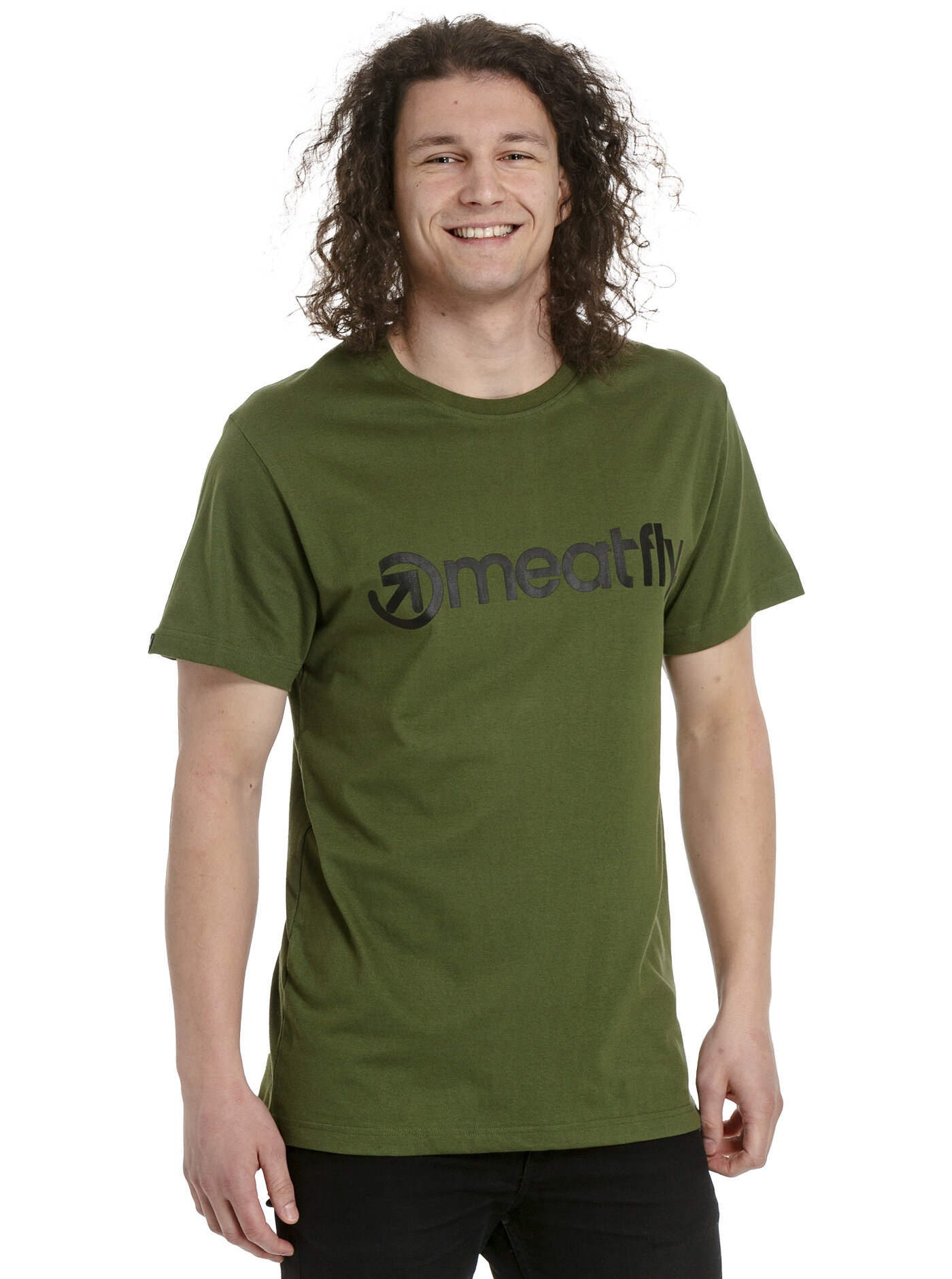 Meatfly pánské tričko MF Logo Olive | Zelená | Velikost S | 100% bavlna