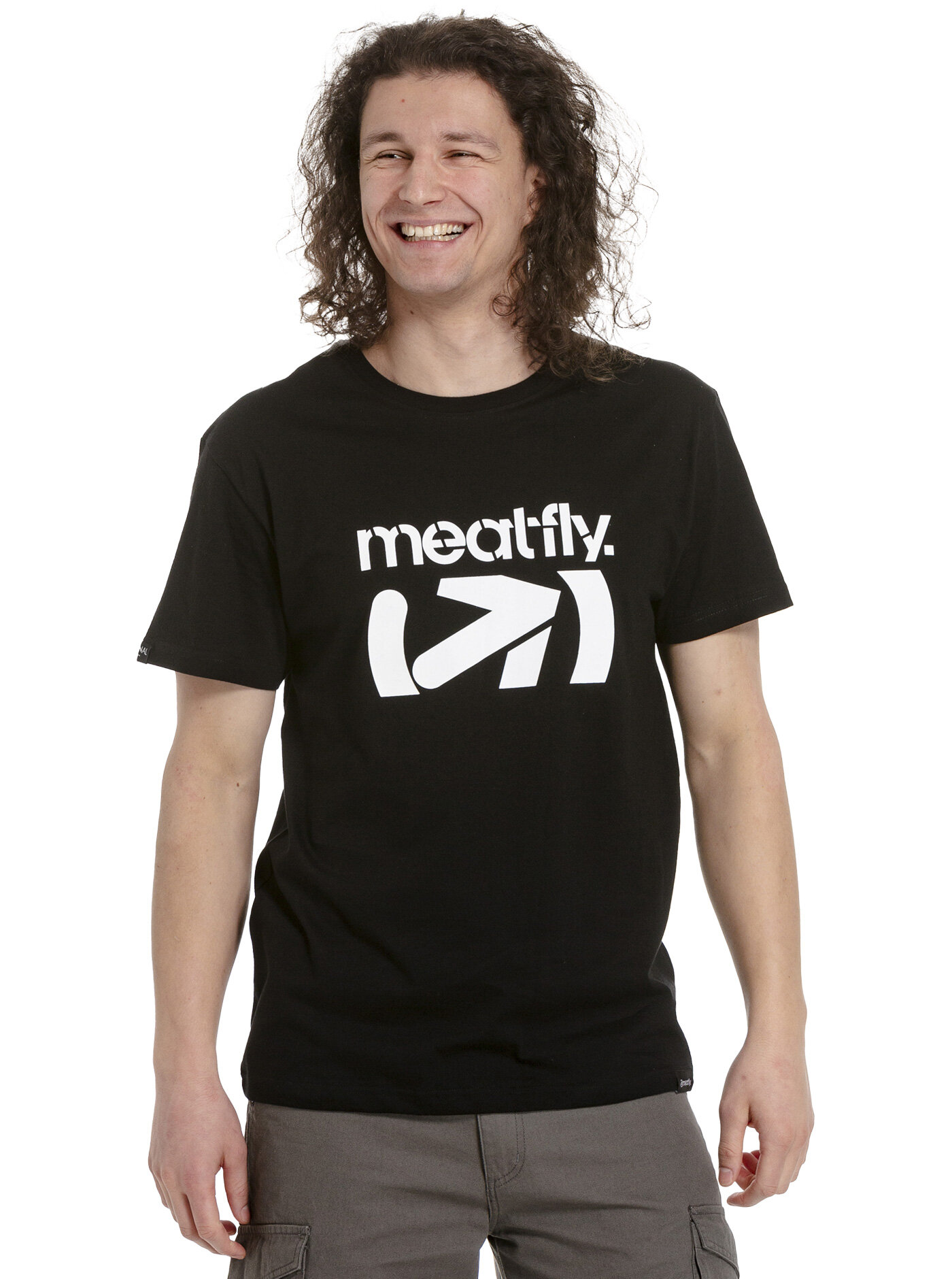 Meatfly pánské tričko Podium Black | Černá | Velikost M | 100% bavlna