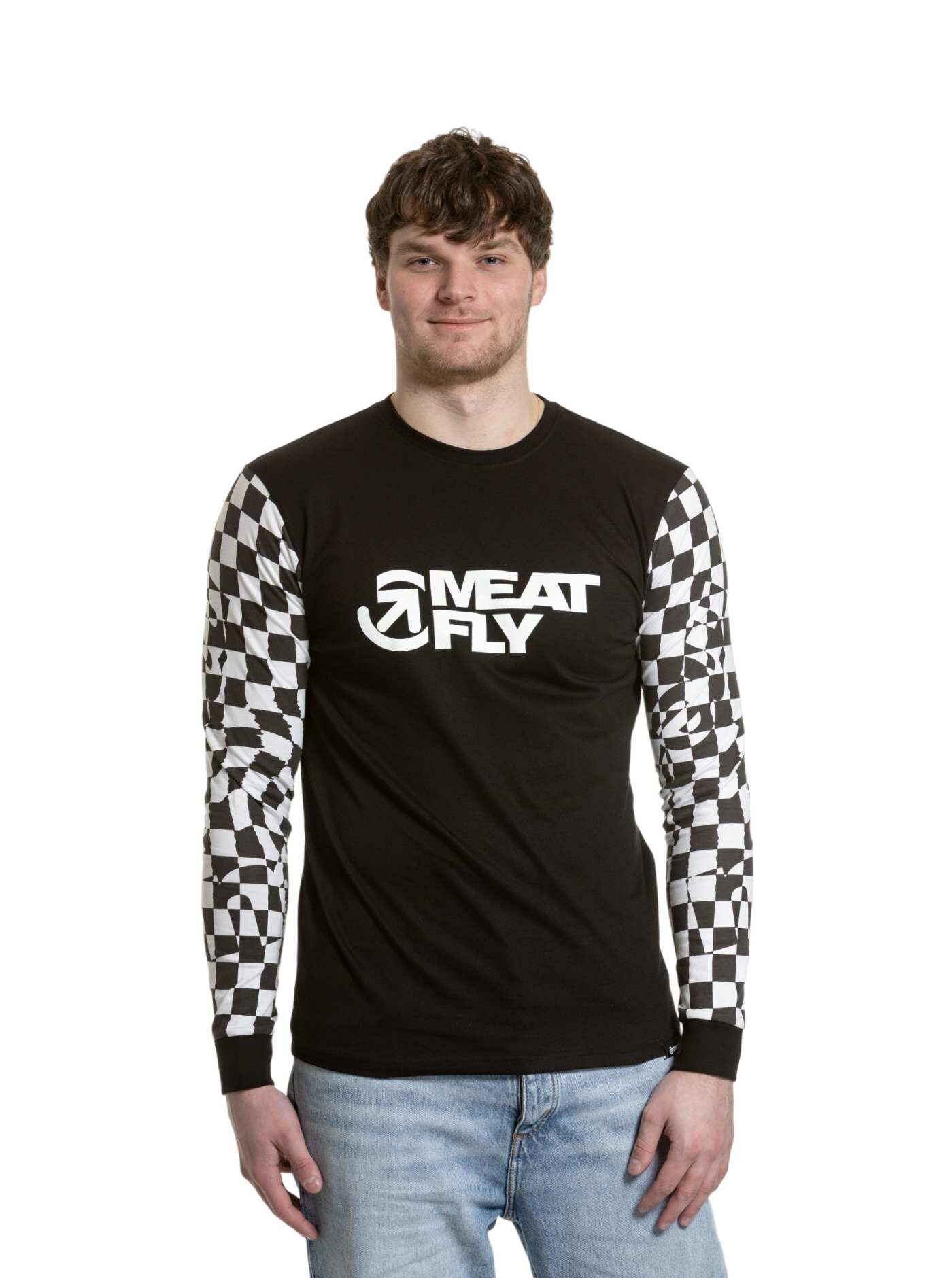 Meatfly pánské tričko s dlouhým rukávem Judgement Checkered Black | Černá | Velikost S | 100% bavlna