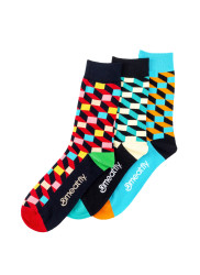 Meatfly ponožky 3D Checkers socks - S19 Triple pack | Mnohobarevná | Velikost S/M