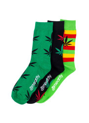 Meatfly ponožky Ganja Green socks - S19 Triple pack | Mnohobarevná | Velikost L/XL