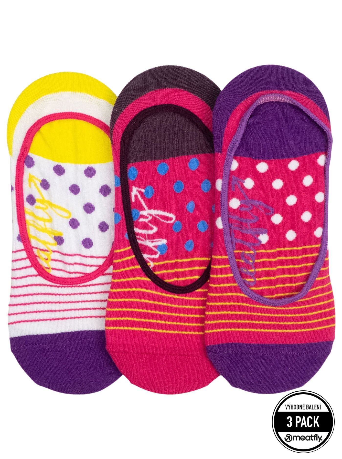 Meatfly ponožky Low Socks Triple Pack Yellow Stripe | Žlutá | Velikost One Size