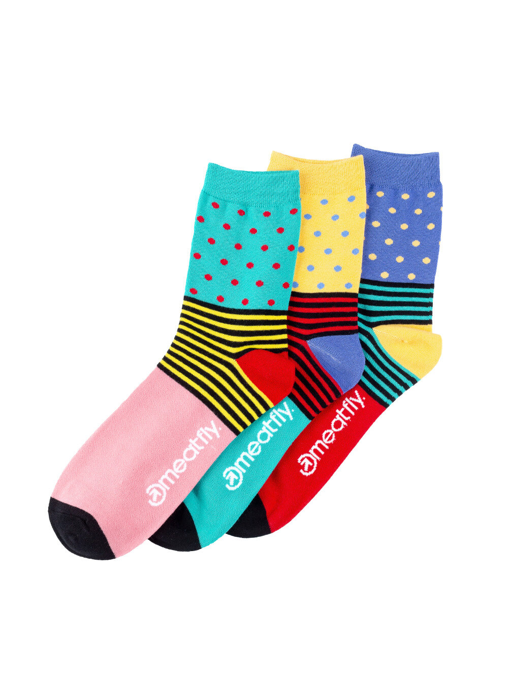 Meatfly ponožky Stripes Dot socks Triple Pack | Mnohobarevná | Velikost XS/S