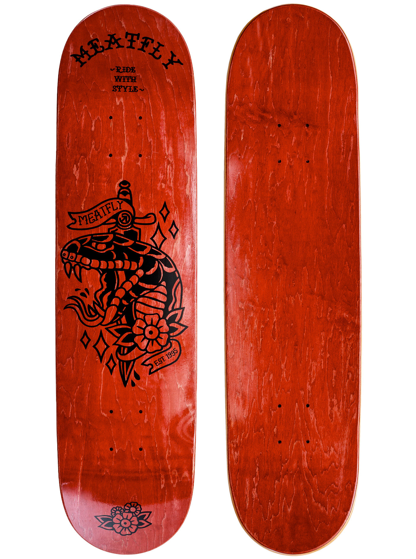 Meatfly skateboardová deska Dagger Red Wood High | Červená | Velikost skate 7,75"