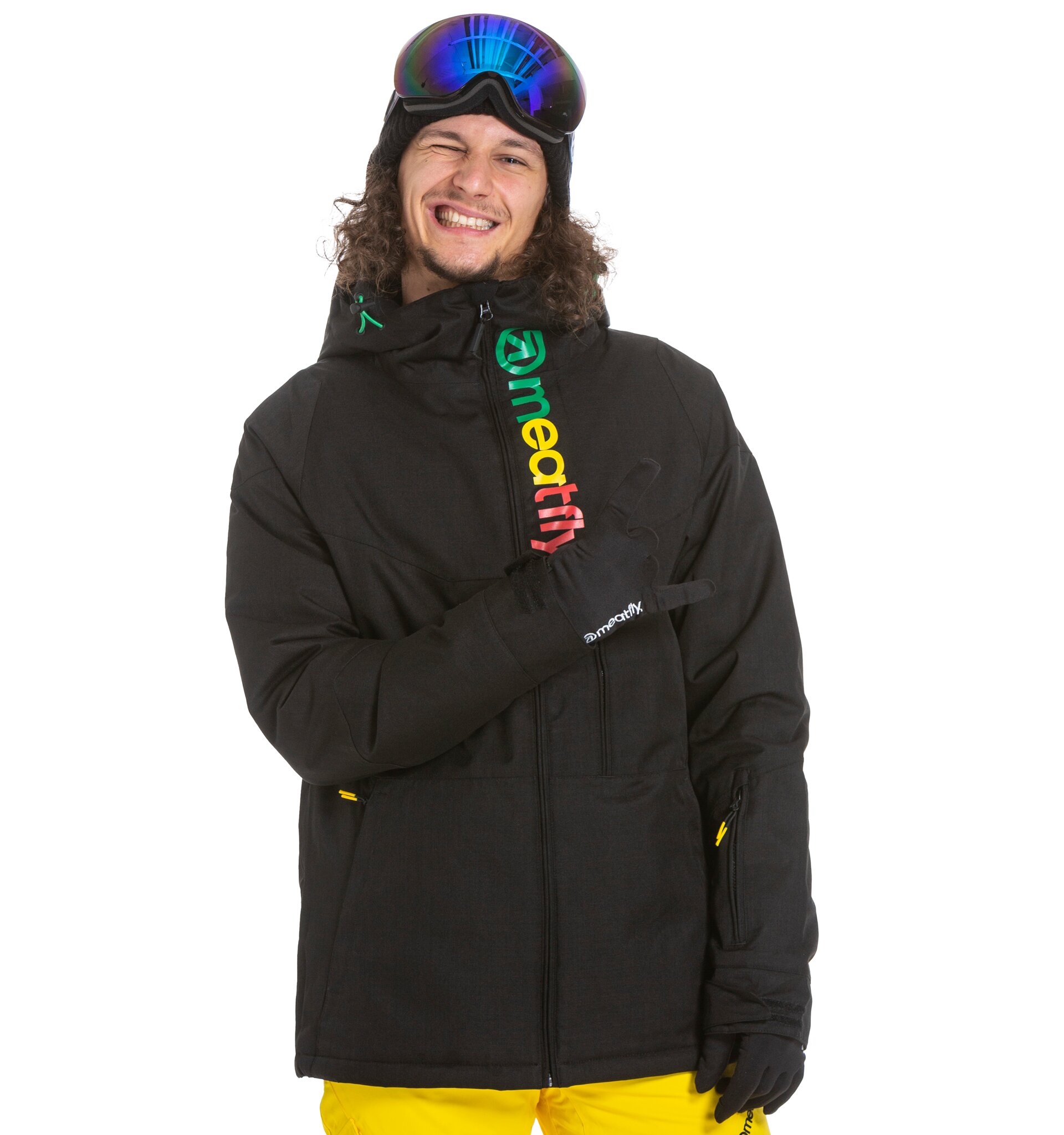 Meatfly sNB & SKI bunda Hoax 2 Black Rasta | Černá | Velikost XS