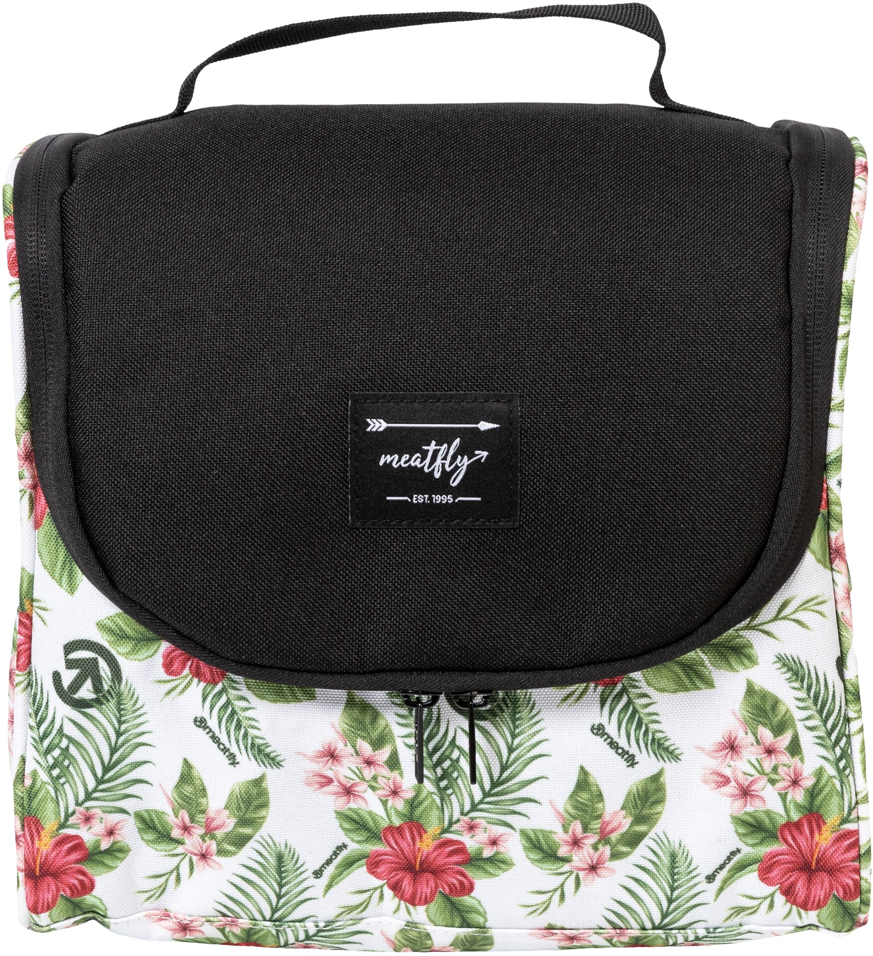 Meatfly toaletní taška Cara White Tropical | Černá | Objem 6 L