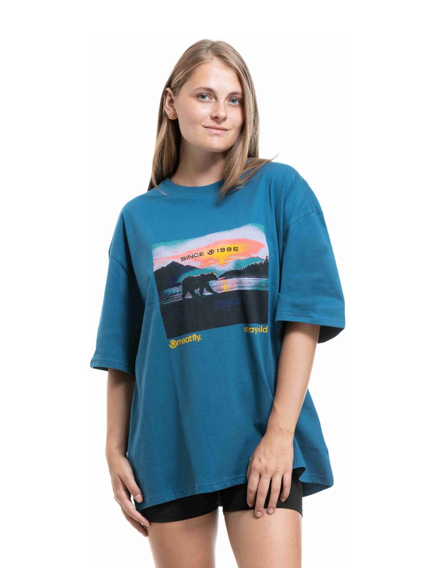 Meatfly unisex tričko Alaska Super Teal | Modrá | Velikost S/M | 100% bavlna