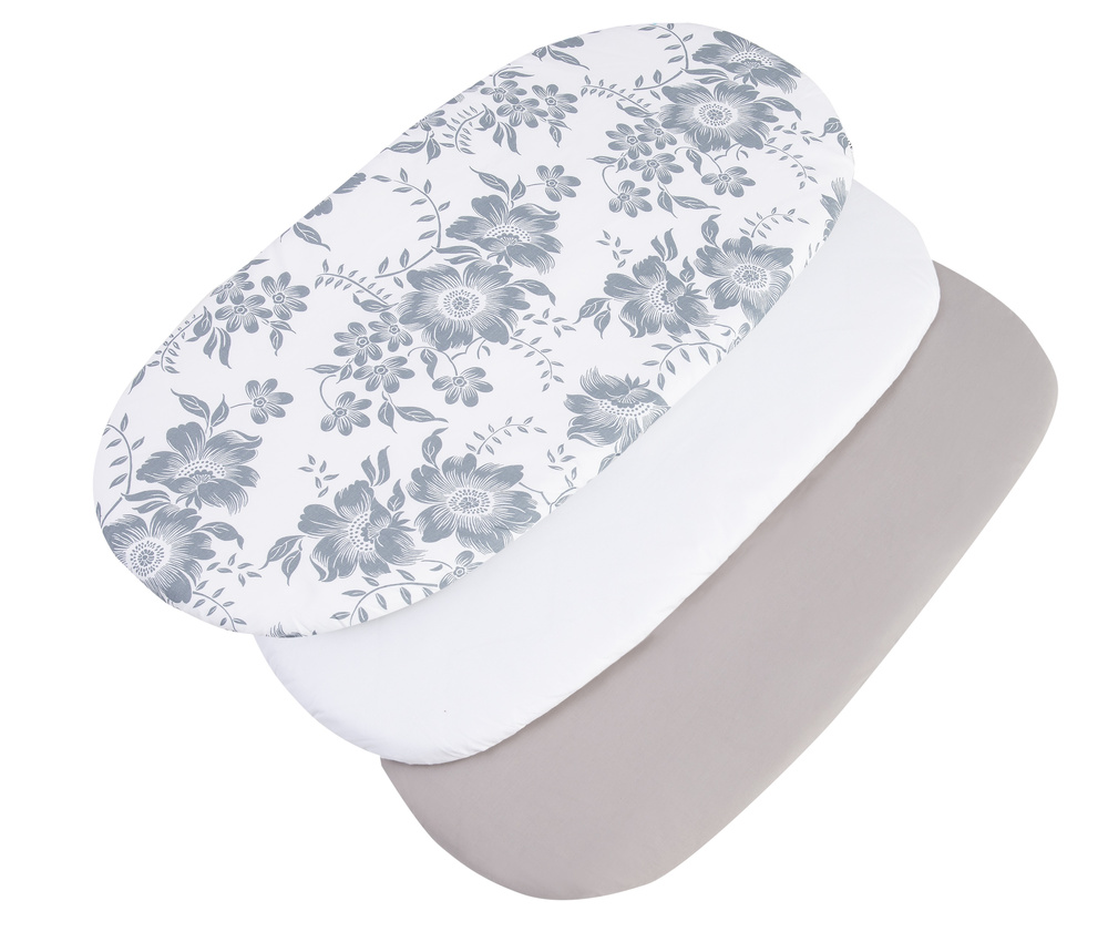 Medi Partners 3 – Pak – Fitted sheet for stroller – cotton – Berry – White – Gray