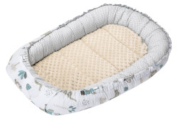 Medi Partners Baby cocoon/nest – Mint Zoo + beige Minky