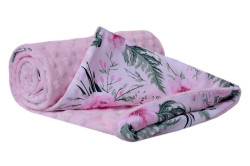 Medi Partners Blanket 75x100 cotton + minky – Flowers + light pink minky