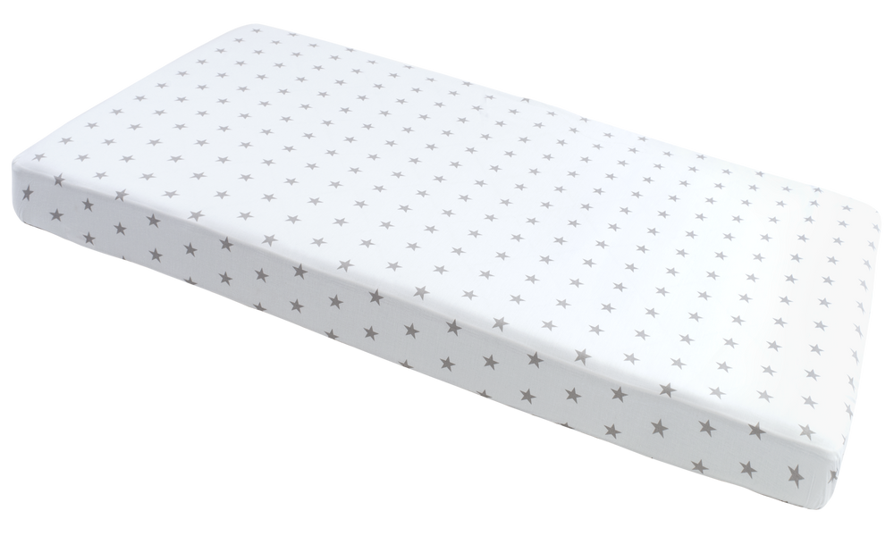 Medi Partners Fitted sheet for crib 120x60 – cotton – Gray stars on white
