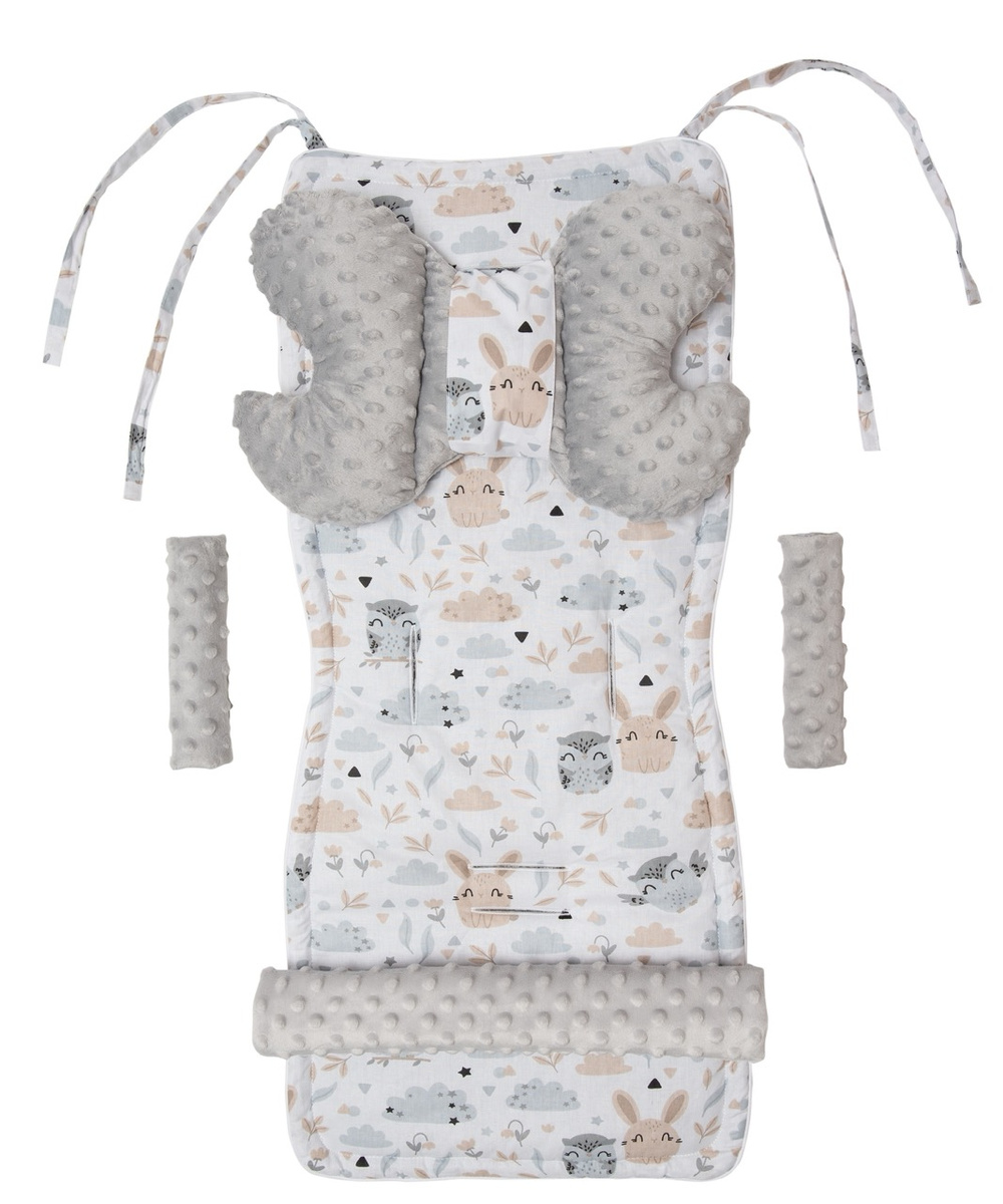 Medi Partners Stroller insert in a 4-piece set – Polana + gray Minky