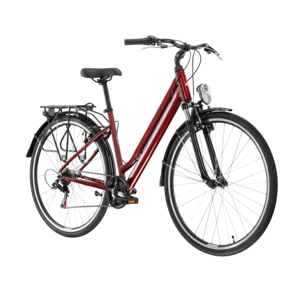 Městské kolo Kross Sentio 1.0 28" Gen 004 S (18", 158-170 cm) rubín/šedá/lesk