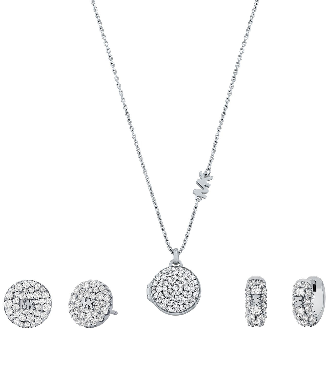 Michael Kors Luxusní stříbrná souprava šperků MKC1700SET (náhrdelník, 2x náušnice)