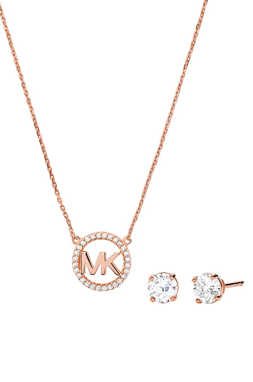 Michael Kors  Náhrdelník a náušnice z pozlaceného stříbra