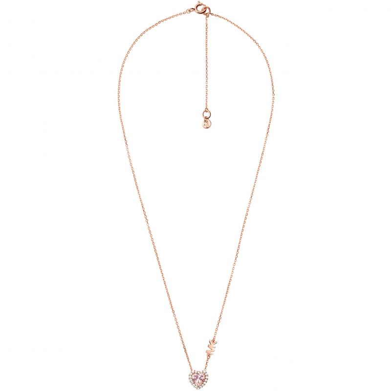 Michael Kors Něžný bronzový náhrdelník se zirkony Pavé Heart MKC1520A2791