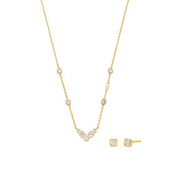 Michael Kors Pozlacená souprava šperků Premium MKC1774SET (náhrdelník, náušnice)