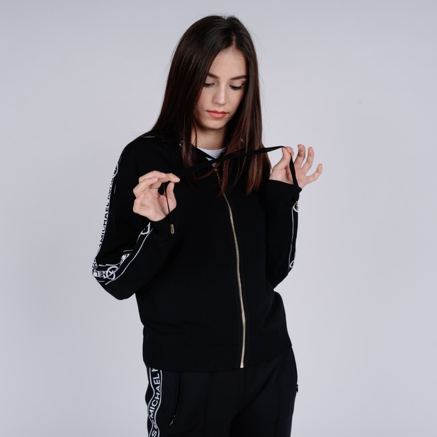 Michael Kors Sweatshirt - MK LOGO ZIP HOODIE black