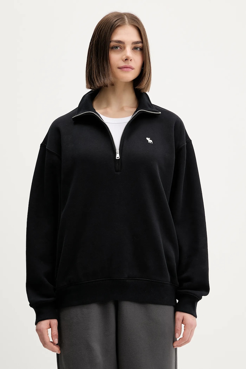 Mikina Abercrombie & Fitch dámská, černá barva, hladká, KI152-5418-900