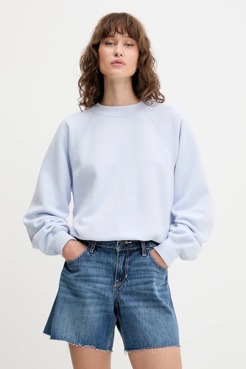 Mikina Abercrombie & Fitch dámská, modrá barva, hladká, KI152-5352-240