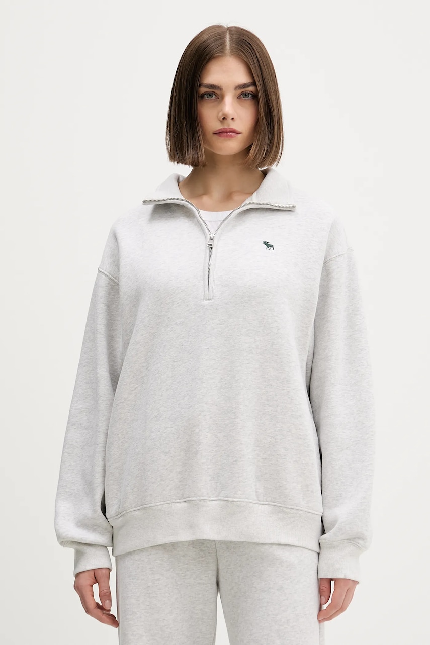 Mikina Abercrombie & Fitch dámská, šedá barva, melanžová, KI152-5418-912