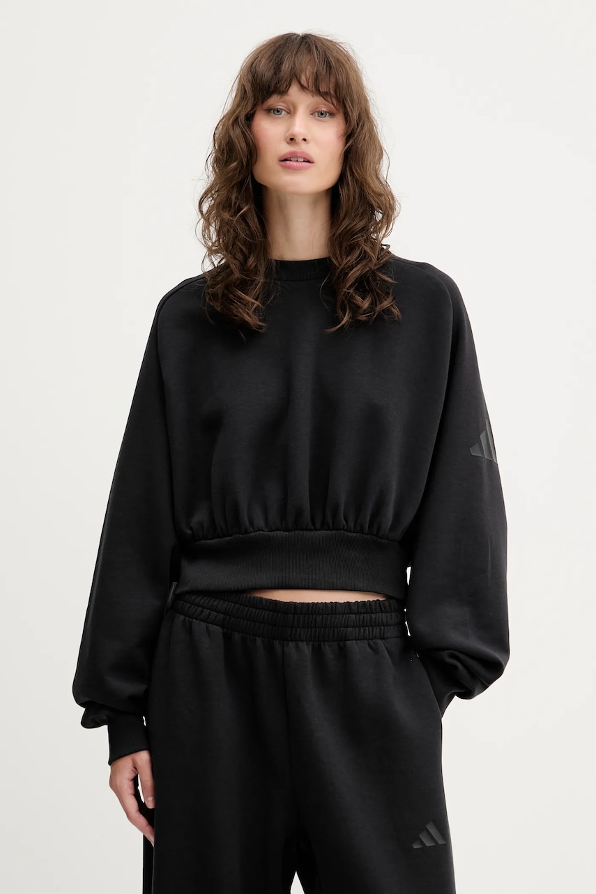 Mikina adidas All SZN dámská, černá barva, s potiskem, JM3836