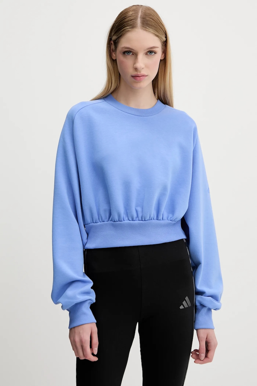 Mikina adidas All SZN dámská, modrá barva, hladká, JV9895
