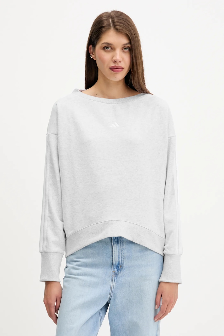 Mikina adidas Coquette dámská, šedá barva, melanžová, JM1901