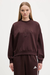 Mikina adidas Cozy dámská, hnědá barva, s aplikací, JM1794