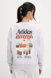 Mikina adidas dámská, šedá barva, s potiskem, JM4210