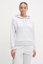 Mikina adidas Essentials Small Logo Feel Cozy Hoodie dámská, šedá barva, s kapucí, melanžová, JN1853