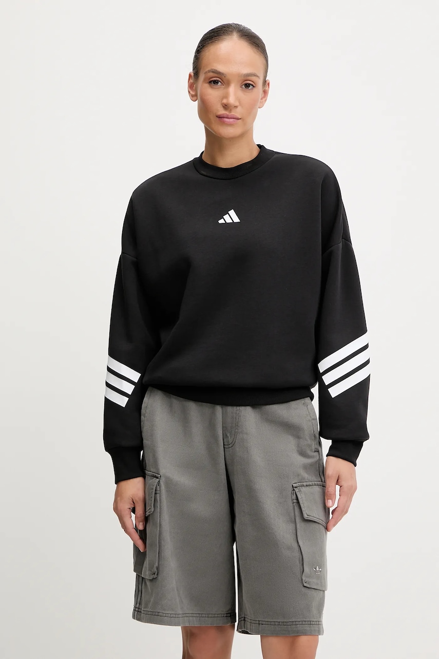 Mikina adidas Future Icons dámská, černá barva, s potiskem, JE0203