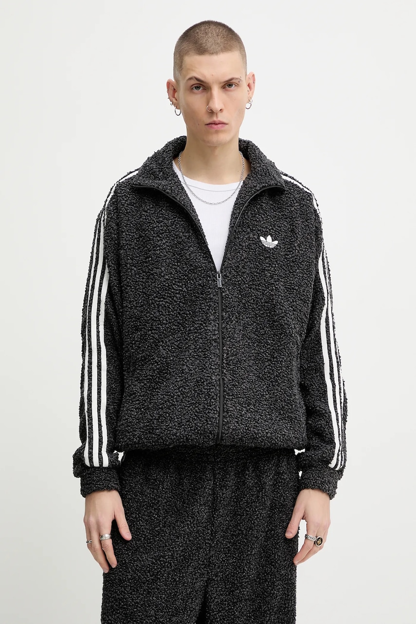 Mikina adidas Originals Boucle pánská, šedá barva, melanžová, KS5275