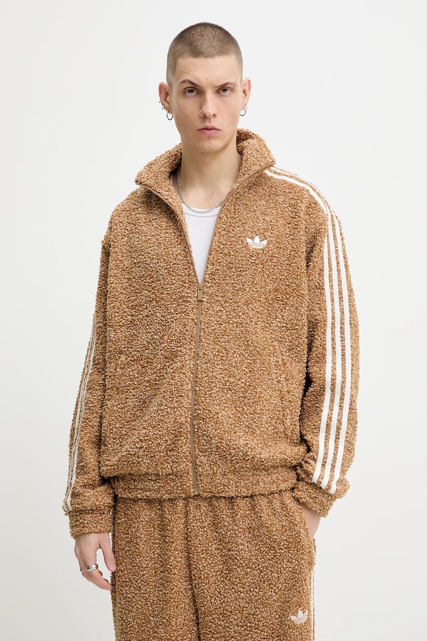 Mikina adidas Originals Boucle pánská, zelená barva, melanžová, KS5274